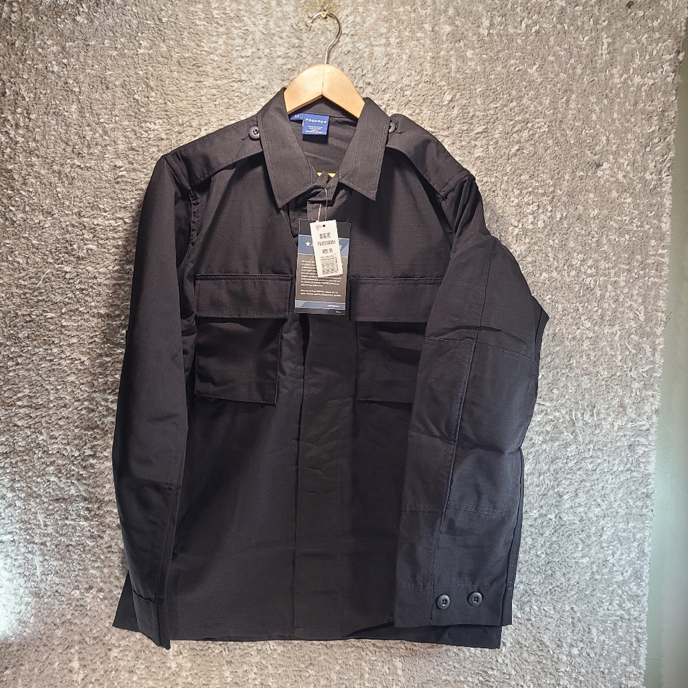 Propper Men's BDU Tactical Shirt Long Sleeve Black Small‎ Regular NWT